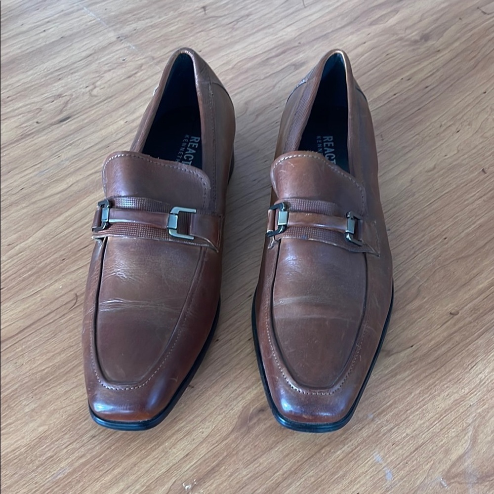 Kenneth Cole Reaction Brown Leather Bit Slip-On Loafers